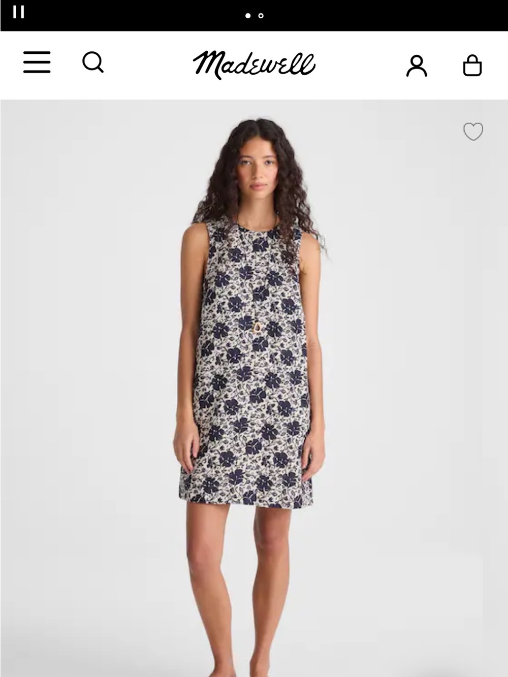 Madewell Navy and Cream Floral Shift Mini Dress